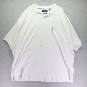 Roundtree & Yorke Polo Shirt Mens 4XB Big Golf Casual Pocket White Short Sleeve